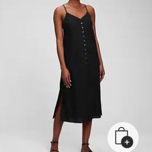Gap Linen Blend Button-Front Midi Dress